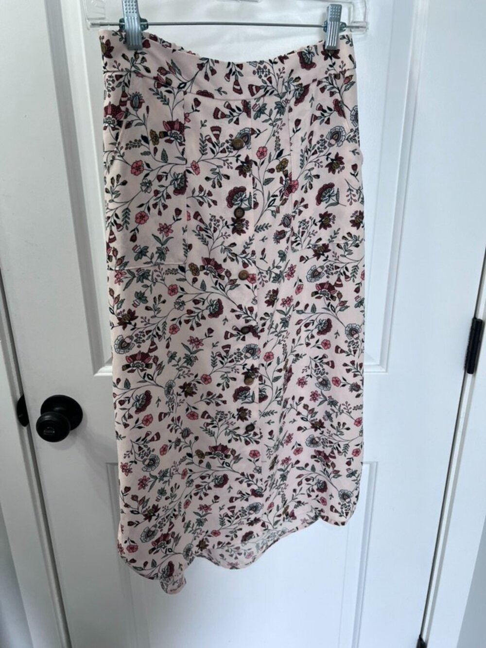 Maurices Floral Button Front Midi Skirt w/ Pockets XS Cottagecore Boho